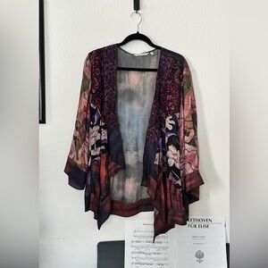 Soft Surroundings Multicolor Floral Kimono Sweater